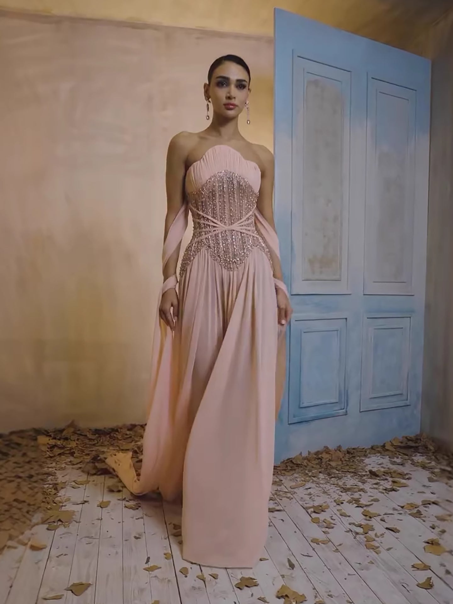 Luxury Pink Pearls Beaded Strapless A-Line Evening Dress LA73685 - SERENE  HILL