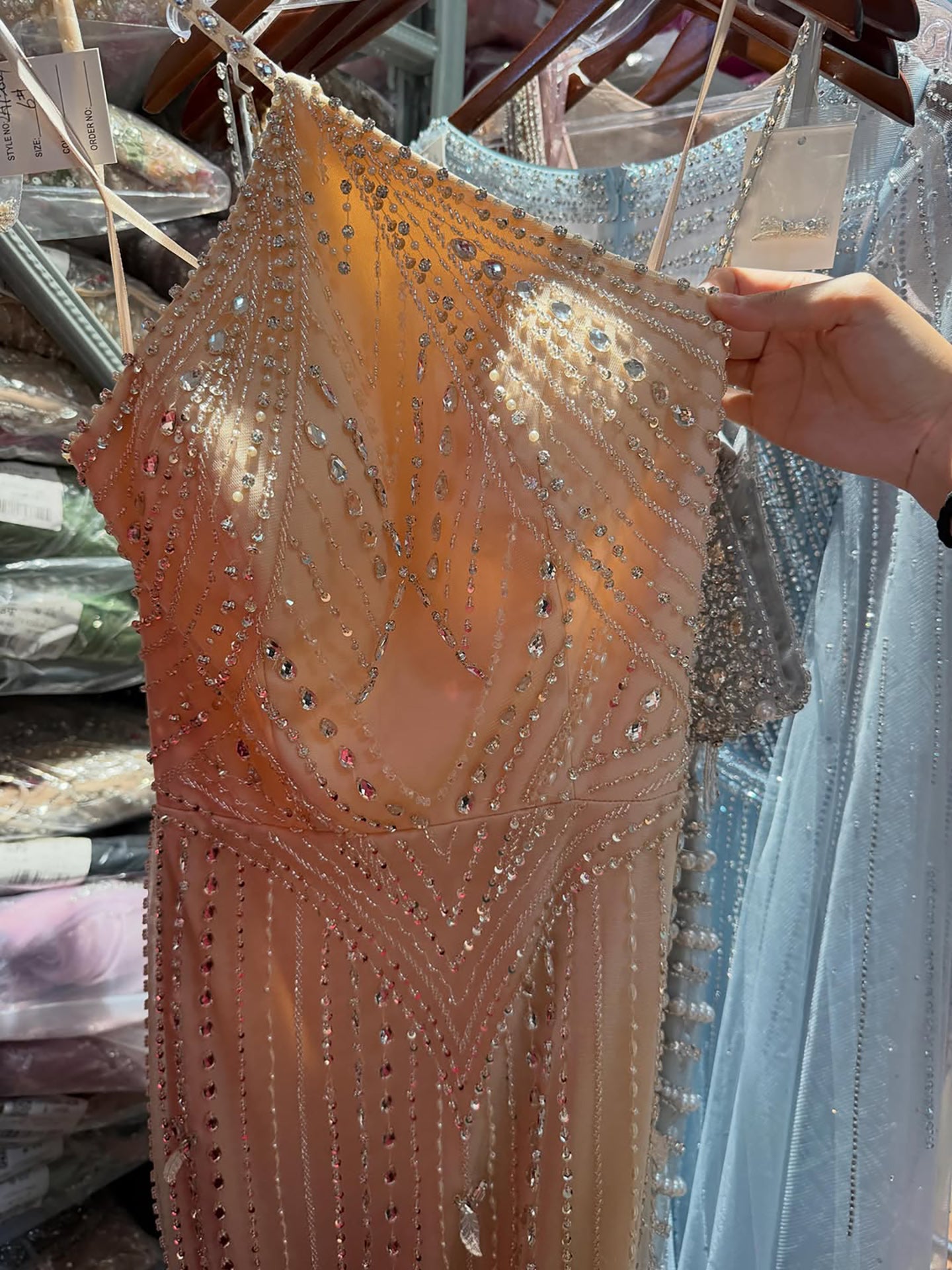 Luxury Gold Halter Crystal Mermaid Evening Dress LA73687 SERENE HILL