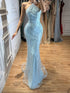 Luxury Gold Halter Crystal Mermaid Evening Dress LA73687 SERENE HILL