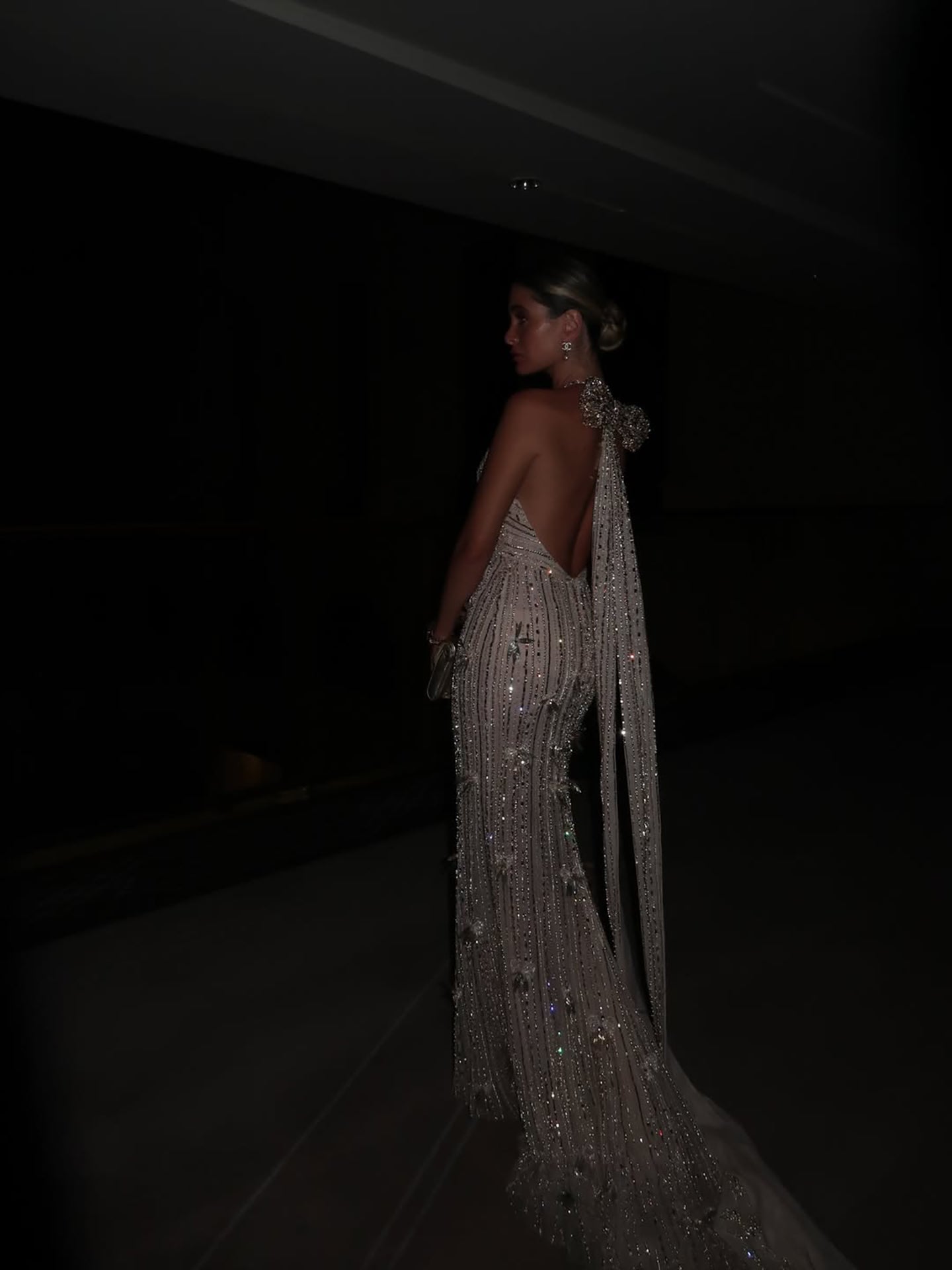 Luxury Gold Halter Crystal Mermaid Evening Dress LA73687 - SERENE  HILL
