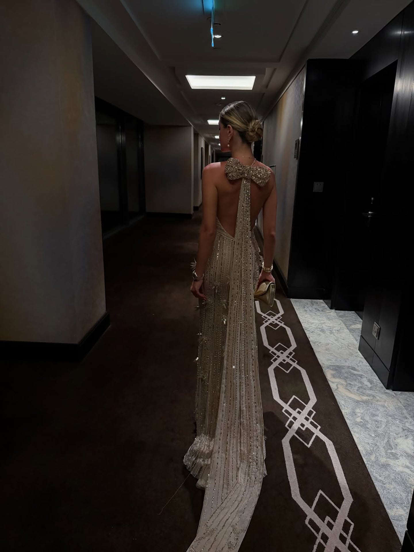 Luxury Gold Halter Crystal Mermaid Evening Dress LA73687 - SERENE  HILL
