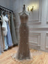 Luxury Nude Halter Crystal Beaded Mermaid Dress With Bow Back LA73687A SERENE HILL