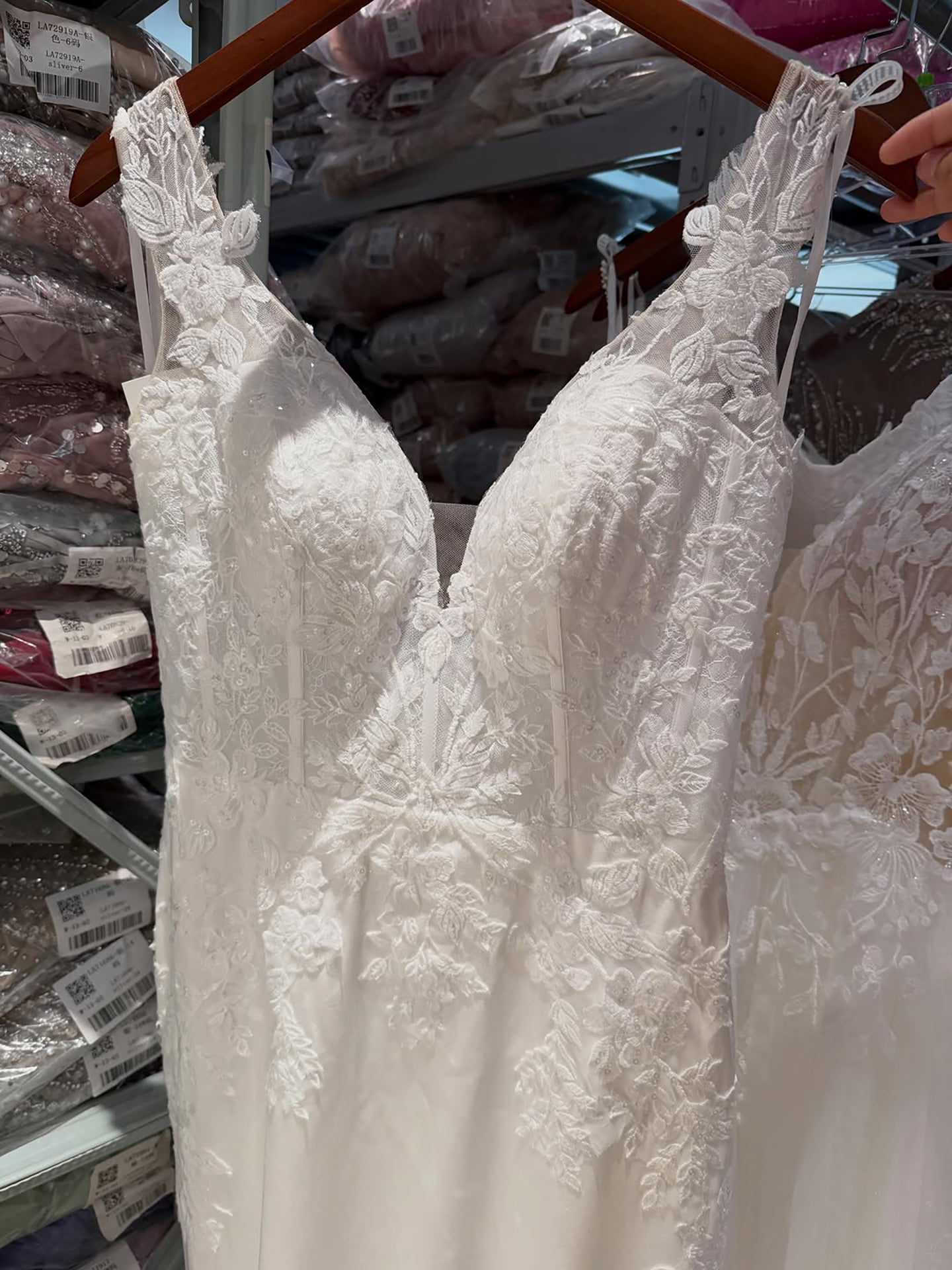 Luxury White V Neck See Through Lace Mermaid Dress LA73690 SERENE HILL