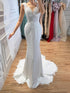 Luxury White V Neck See Through Lace Mermaid Dress LA73690 SERENE HILL