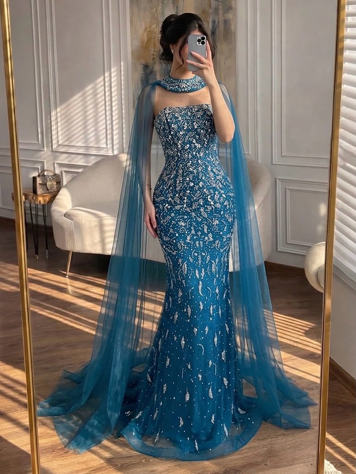 crystal beaded mermaid prom dress Champagne Crystal Beaded Mermaid Prom Dresses Halter Evening Gowns
