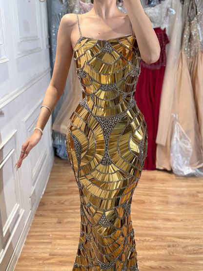 Luxury Silver Mirror Crystal Mermaid Evening Dress LA73693 SERENE HILL