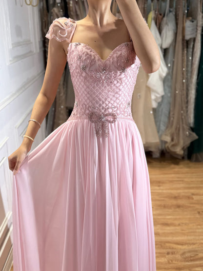 Elegant Caramel Beaded Chiffon A Line Sweetheart Evening Dress LA73698 SERENE HILL