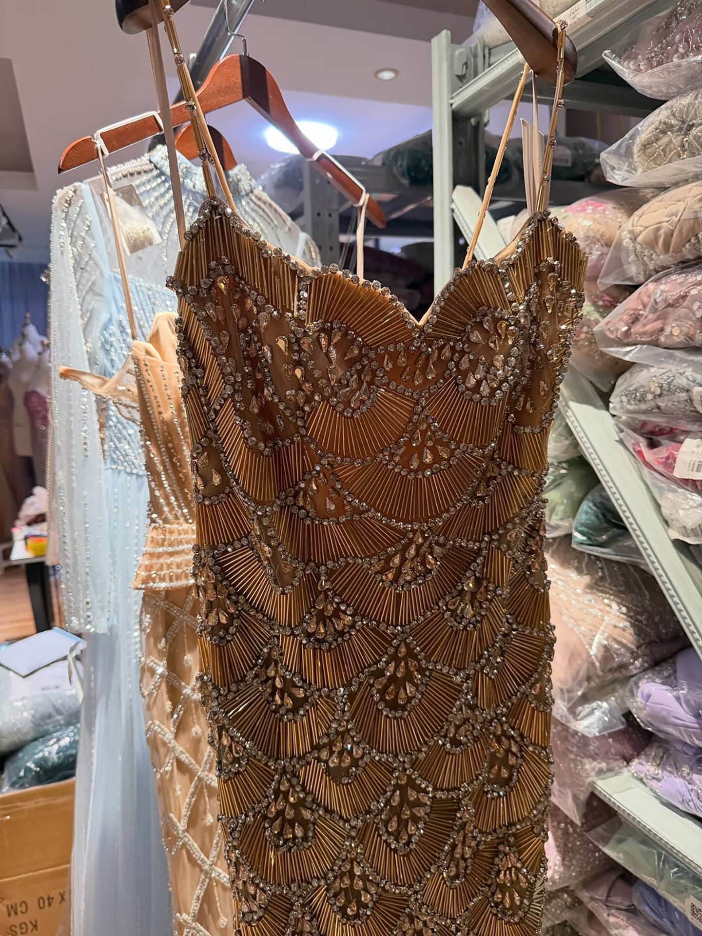 Luxury Gold Beaded Mermaid Evening Dress LA73733 SERENE HILL