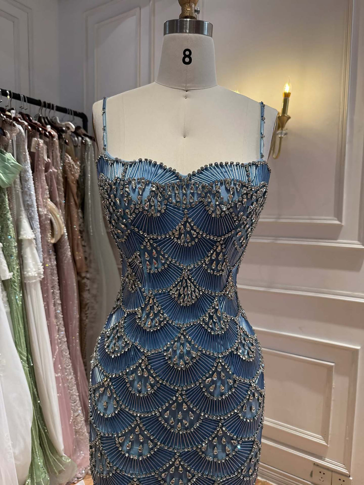 Luxury Gold Beaded Mermaid Evening Dress LA73733