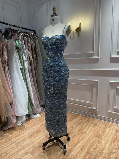 Luxury Gold Beaded Mermaid Evening Dress LA73733