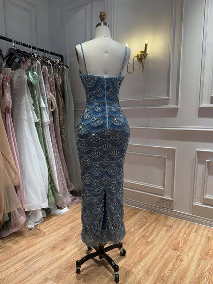 Luxury Gold Beaded Mermaid Evening Dress LA73733