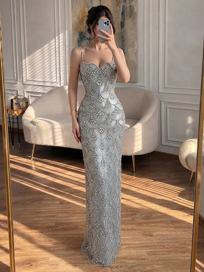 Luxury Gold Beaded Mermaid Evening Dress LA73733 SERENE HILL