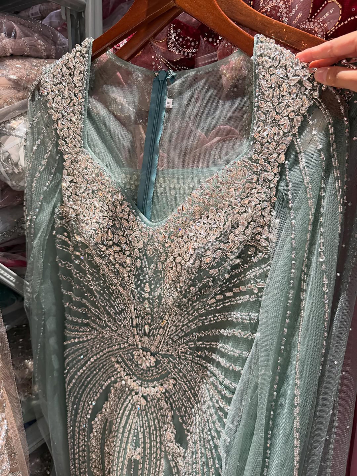 Luxury Nude Beaded Mermaid Evening Dress with Cape LA73741 SERENE HILL