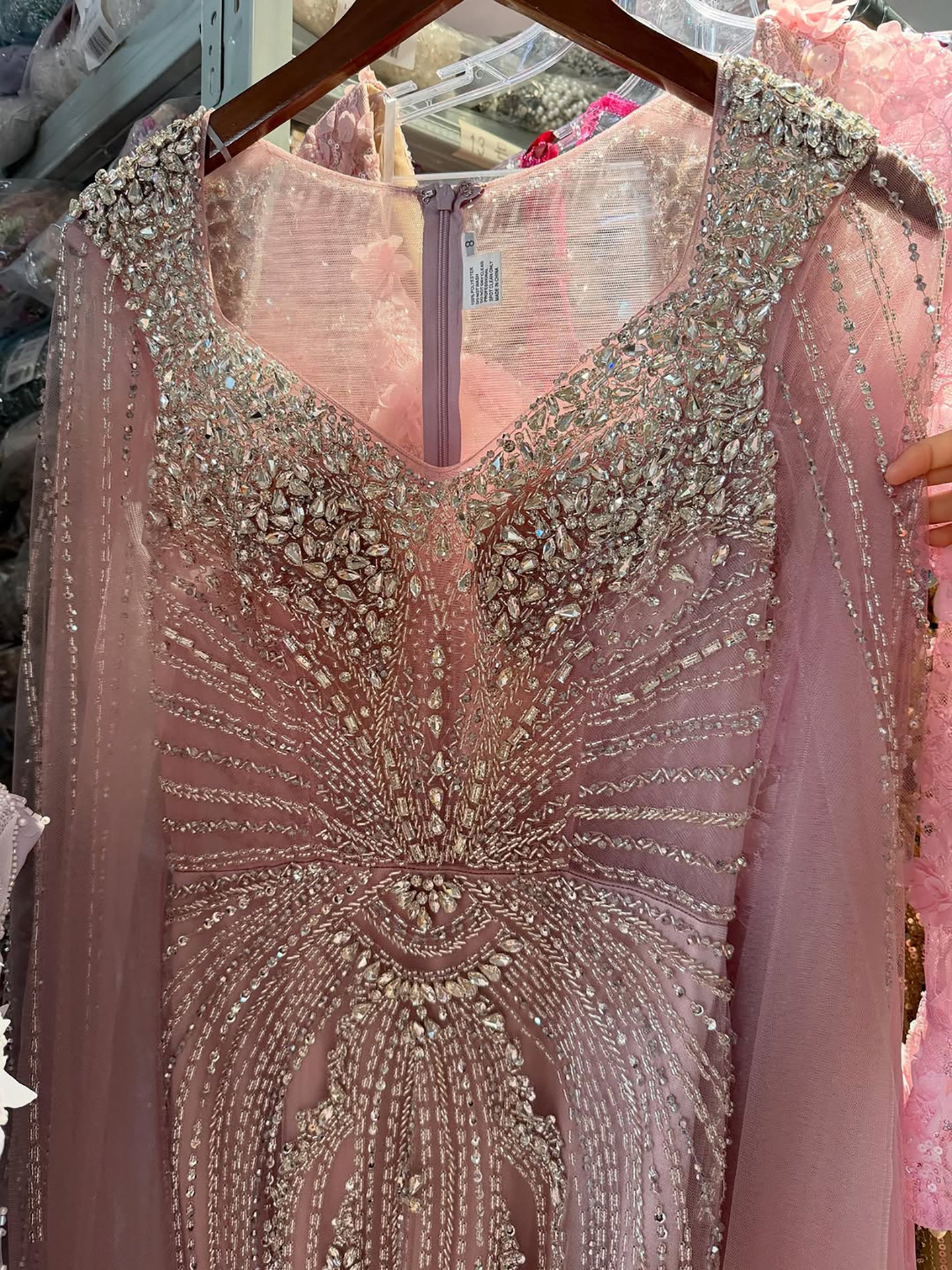 Luxury Nude Beaded Mermaid Evening Dress with Cape LA73741 SERENE HILL