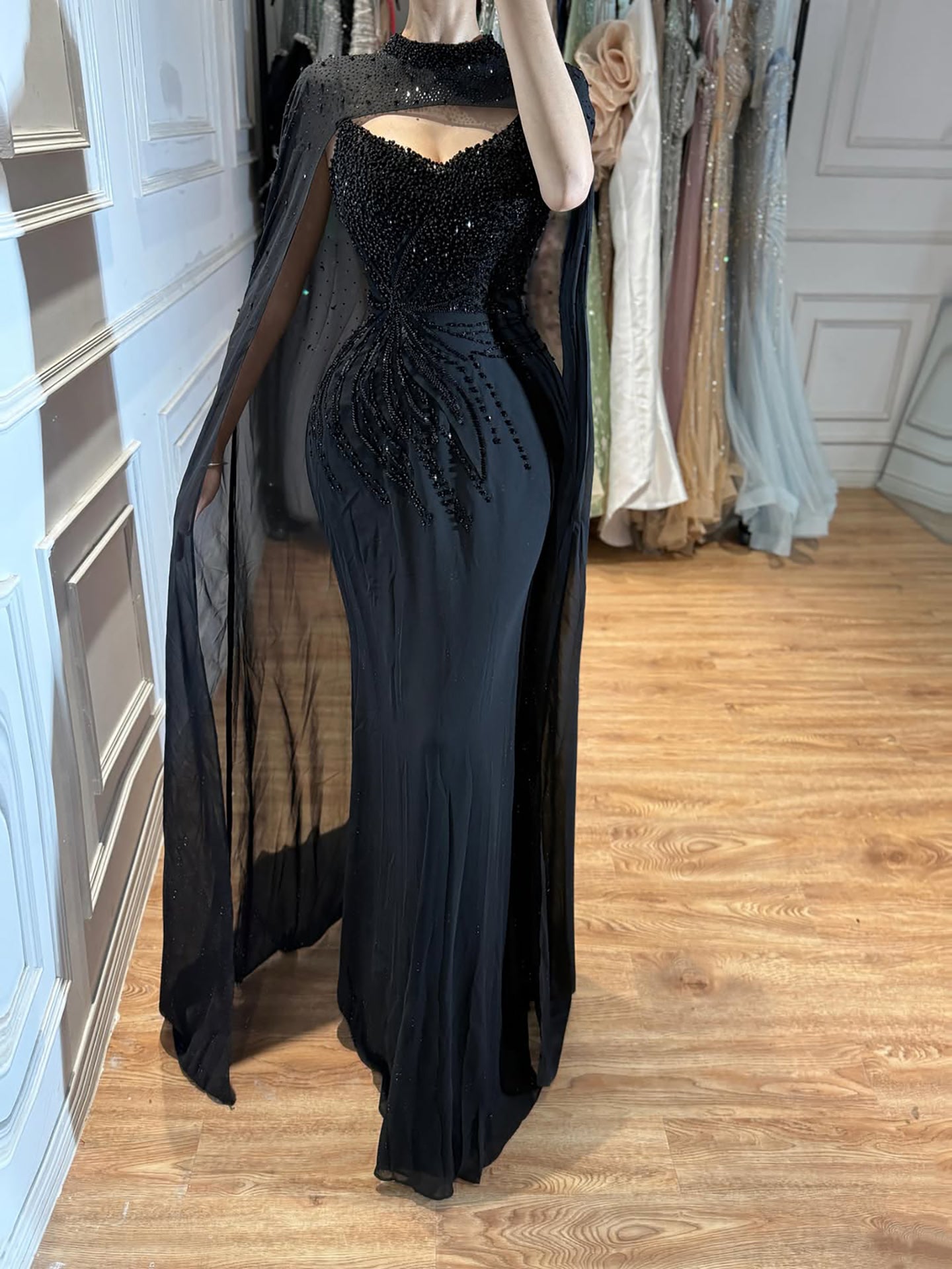 Luxury Black Wine Red Beaded Mermaid Evening Dress LA73743 SERENE HILL
