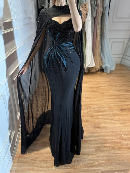 Luxury Black Wine Red Beaded Mermaid Evening Dress LA73743 SERENE HILL