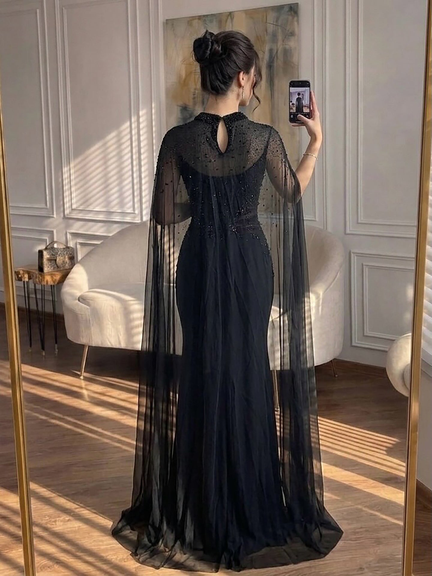 Luxury Black Wine Red Beaded Mermaid Evening Dress LA73743 SERENE HILL