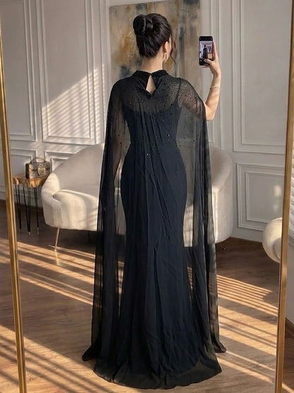 Luxury Black Wine Red Beaded Mermaid Evening Dress LA73743 SERENE HILL
