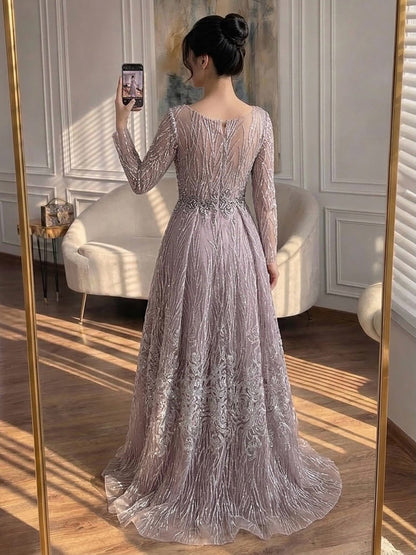 Luxury Pink Beaded A Line Evening Dress LA73744 SERENE HILL
