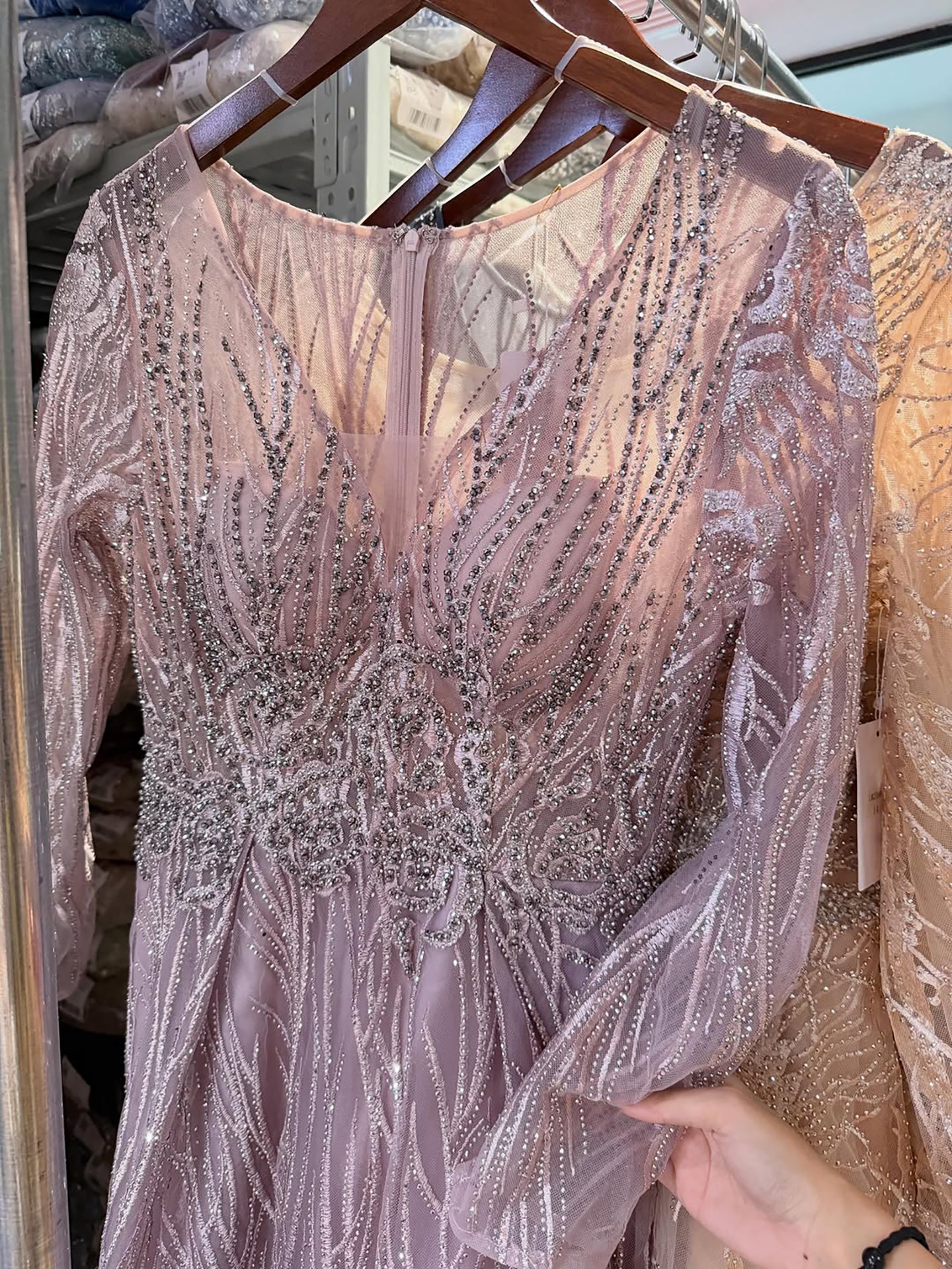 Luxury Pink Beaded A Line Evening Dress LA73744 SERENE HILL