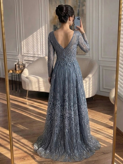Luxury Pink Beaded A Line Evening Dress LA73744 SERENE HILL
