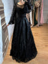 Luxury Nude Illusion Neck Beaded A-Line Gown with Puff Sleeves LA73745 SERENE HILL