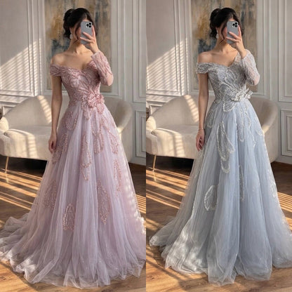 Luxury Pink Beaded One Shoulder A Line Evening Dress LA73746 SERENE HILL