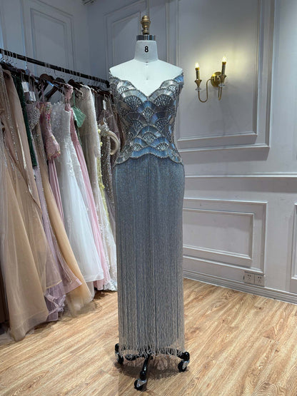 Luxury Hand Made Gold Scallop Tassel Evening Dress LA73748 SERENE HILL