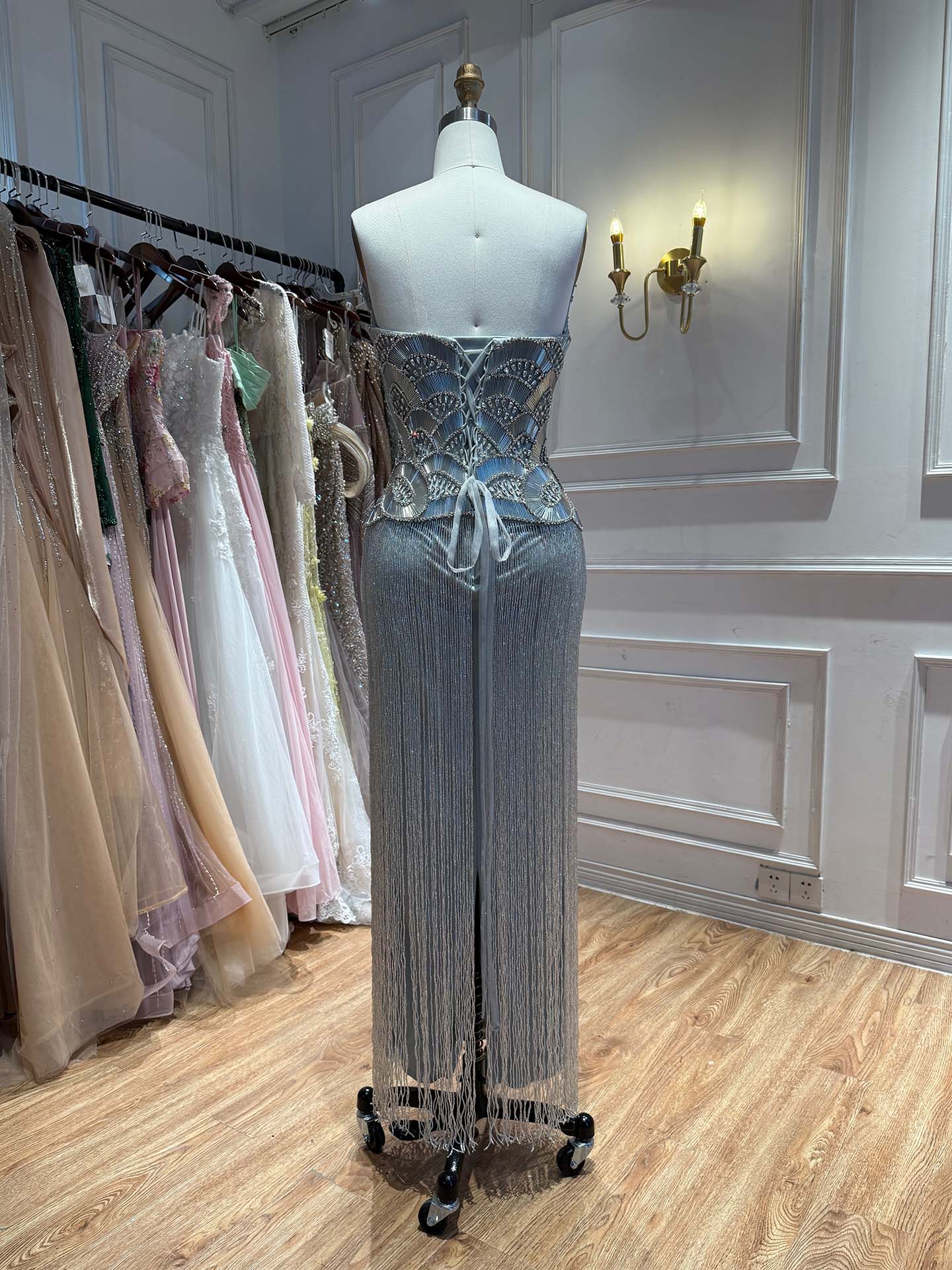 Luxury Hand Made Gold Scallop Tassel Evening Dress LA73748 SERENE HILL