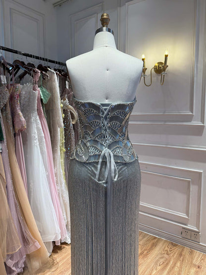Luxury Hand Made Gold Scallop Tassel Evening Dress LA73748 SERENE HILL