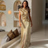 Luxury Gold Crystal Beaded Tassel High Neck Evening Dress LA73748A SERENE HILL