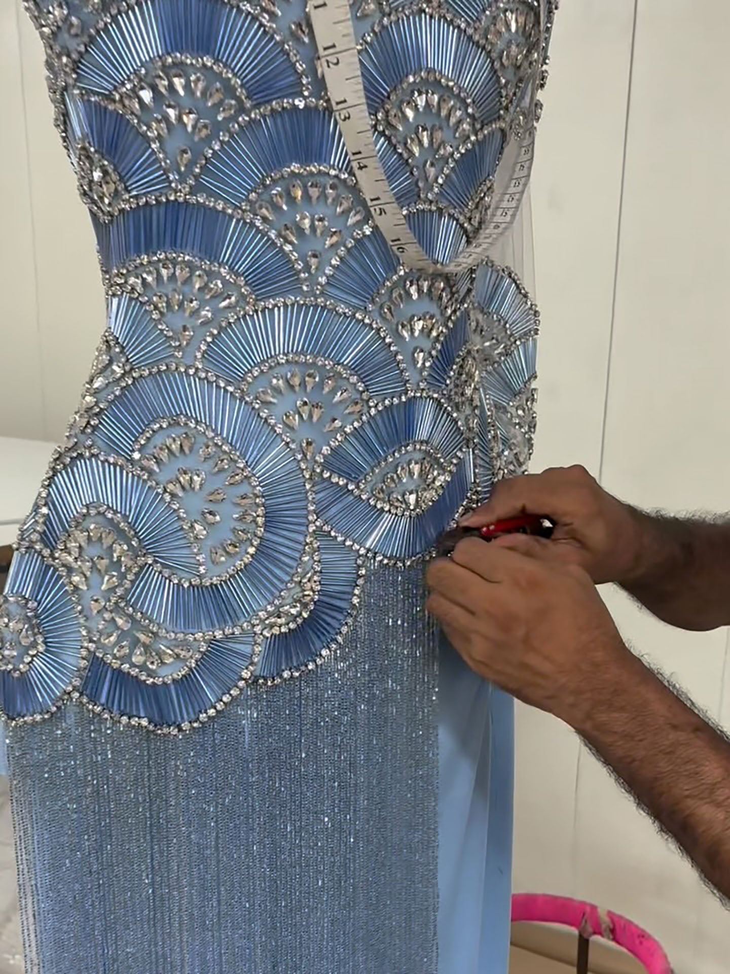 Luxury Gold Crystal Beaded Tassel High Neck Evening Dress LA73748A SERENE HILL