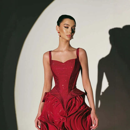 Luxury Wine Red Beaded Mermaid Evening Dress LA73750 SERENE HILL