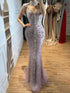 Luxury Nude Crystal Beaded Tassel Mermaid Evening Dress LA73751 SERENE HILL