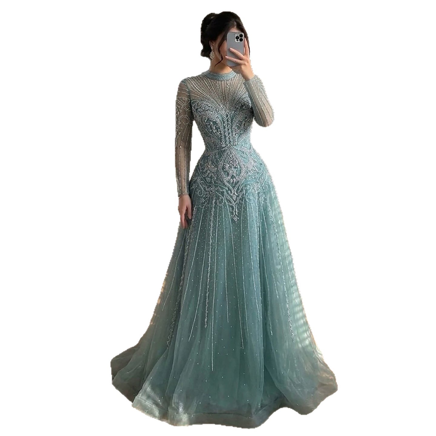 Luxury Turquoise Crystal Beaded Evening Dress LA73752 SERENE HILL