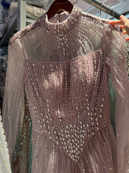 Luxury Nude Crystal Beaded A Line Evening Dress LA73753 SERENE HILL