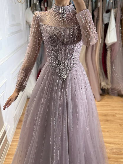 Luxury Nude Crystal Beaded A Line Evening Dress LA73753 SERENE HILL