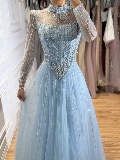 Luxury Nude Crystal Beaded A Line Evening Dress LA73753 SERENE HILL