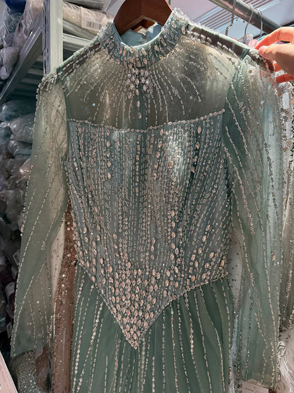 Luxury Nude Crystal Beaded A Line Evening Dress LA73753 SERENE HILL