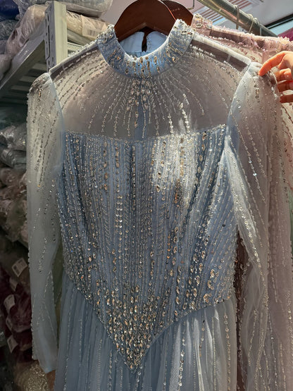 Luxury Nude Crystal Beaded A Line Evening Dress LA73753 SERENE HILL