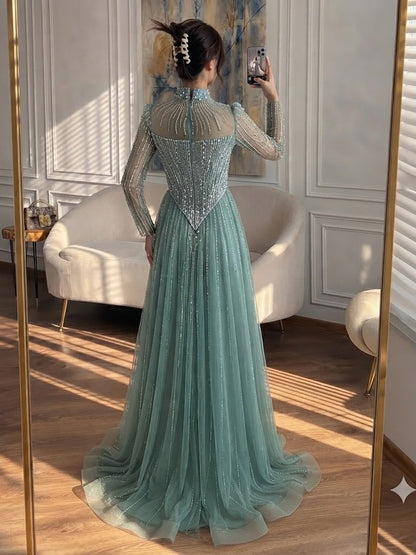 Luxury Nude Crystal Beaded A Line Evening Dress LA73753 SERENE HILL