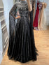 Luxury Caramel Crystal Beaded Cape Sleeves A-Line Dress LA73756 SERENE HILL