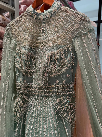 Luxury Caramel Crystal Beaded Cape Sleeves A-Line Dress LA73756 SERENE HILL