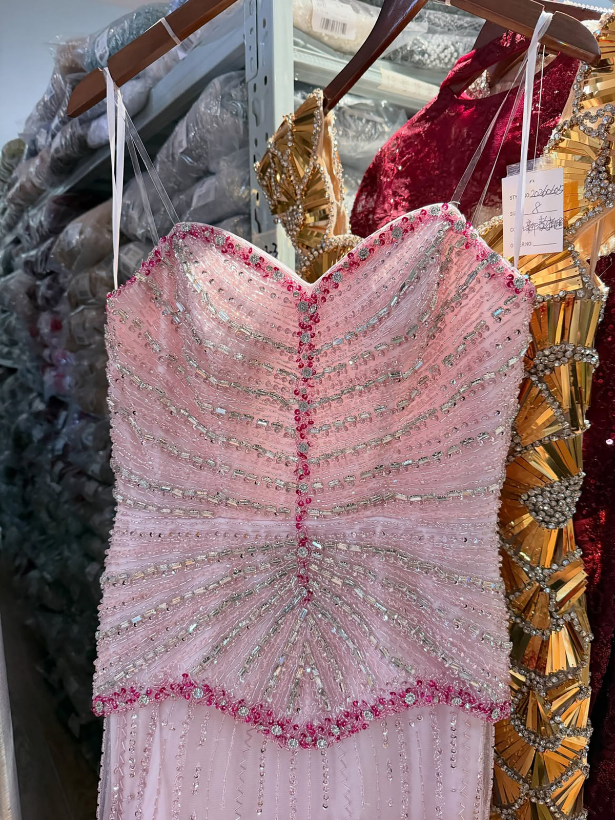 Luxury Lilac Beaded Strapless Mermaid Evening Dress LA73761