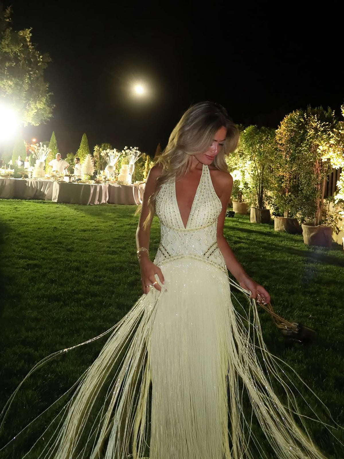 Luxury Butter Yellow Halter Fringe Evening Dress LA73765 SERENE HILL