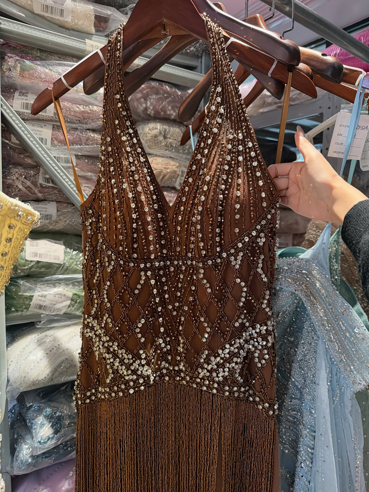 Luxury Butter Yellow Halter Fringe Evening Dress LA73765 SERENE HILL