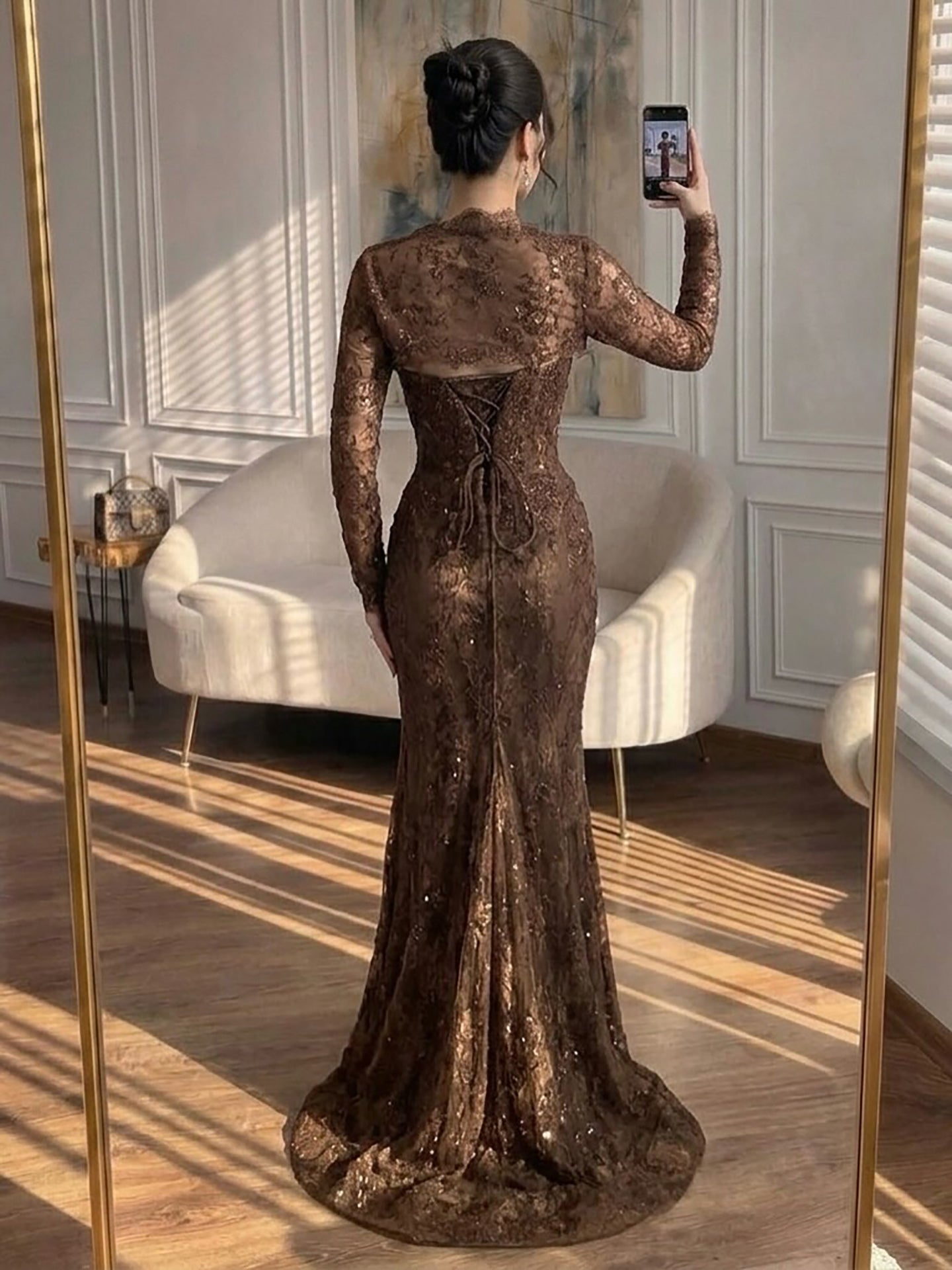 Luxury Blue Lace Beaded Mermaid Gown LA73769 SERENE HILL