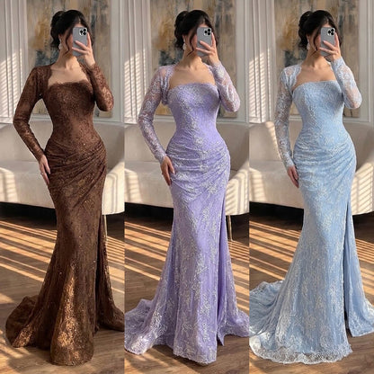 Luxury Blue Lace Beaded Mermaid Gown LA73769 SERENE HILL