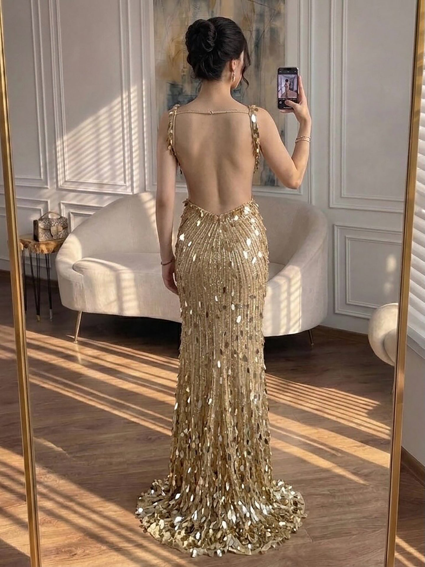 Luxury Blue V Neck Cutout Beaded Mermaid Evening Dress LA73773 SERENE HILL