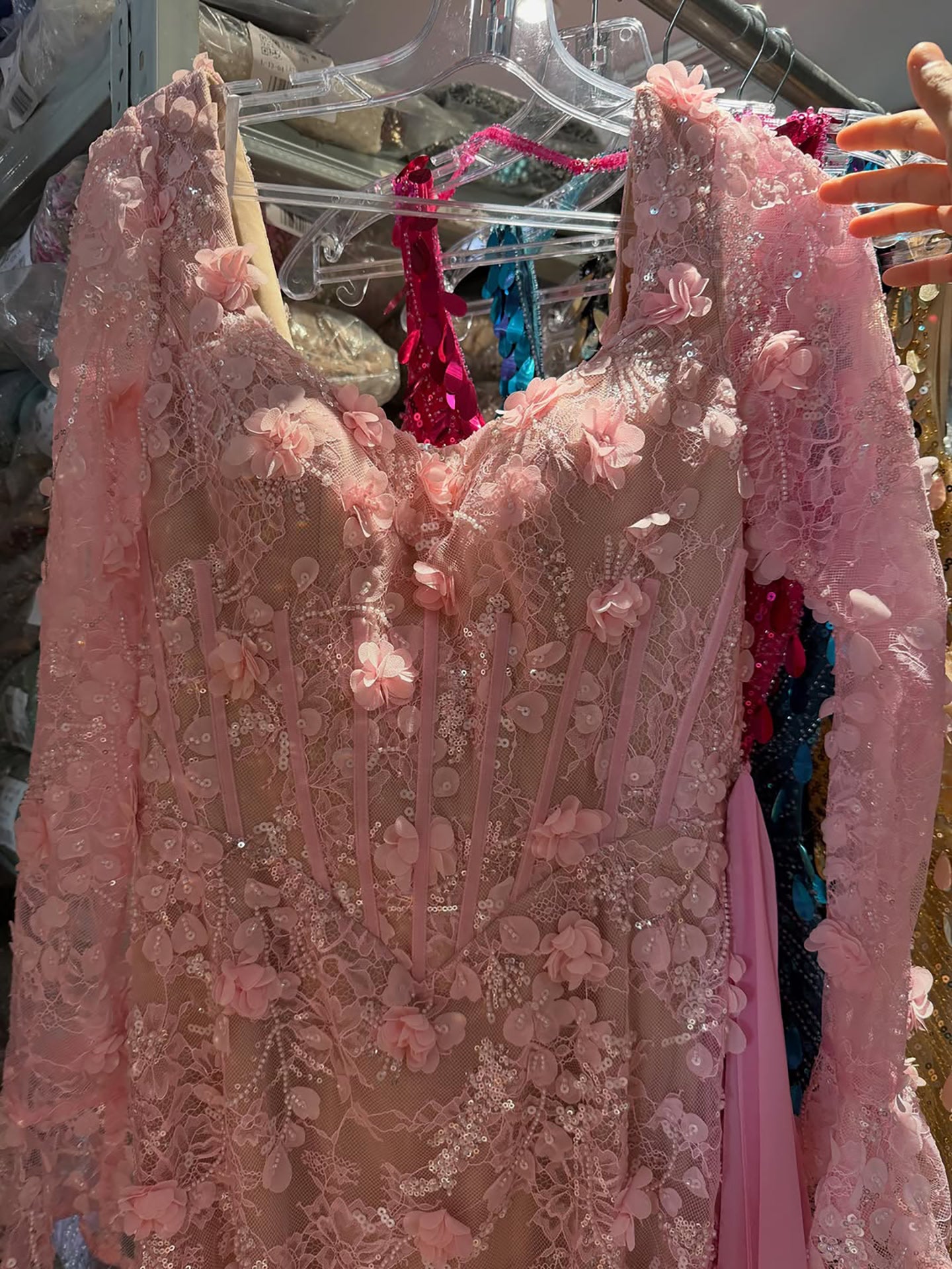 Luxury Pink 3D Floral Beaded Mermaid Gown LA73774 SERENE HILL